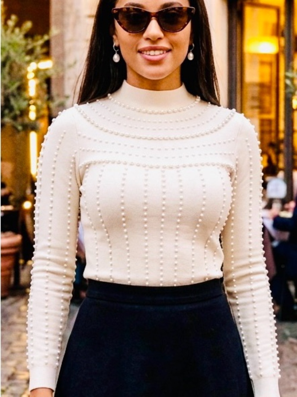 On 12th Young Contemporary Pearl Embellished Mock Neck Sweater – Size Large - Picture 5 of 7